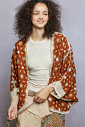 POL Open Front Floral Pattern Crochet Cardigan