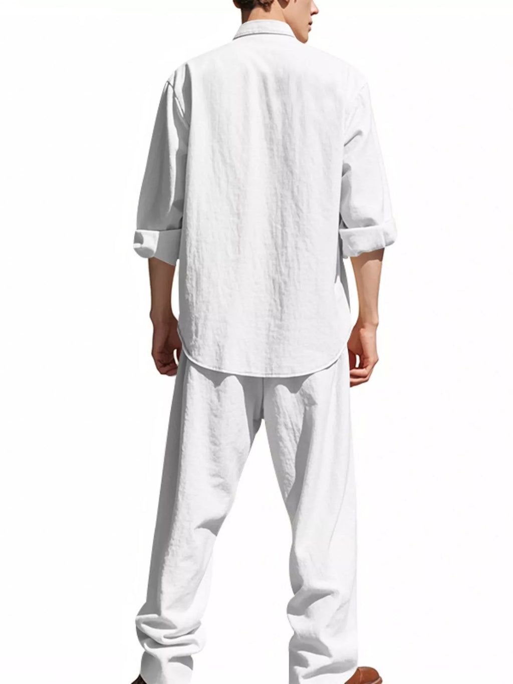 Men's Full Size Casual Button Up Shirt and Pants Plus Size