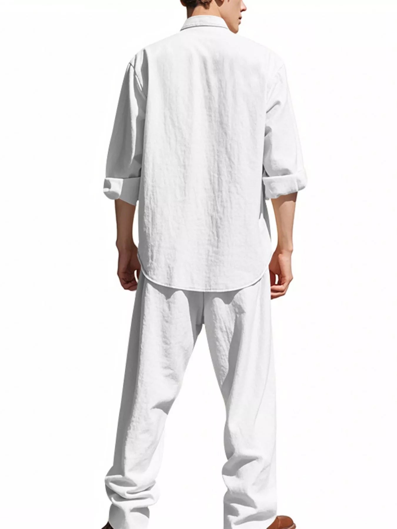 Men's Full Size Casual Button Up Shirt and Pants Plus Size