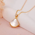 Fan-Shaped Mother of Pearl Pendant Necklace