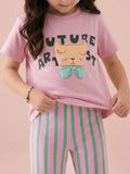 Children's Cat Graphic Round Neck T-Shirt