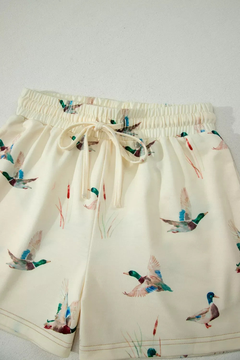 Mallard Duck Print Oversized Tee Drawstring Short Set