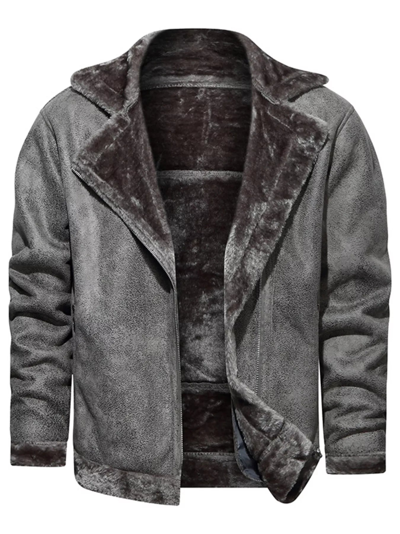 Men's Plus Size Zip Up Fuzzy Outerwear