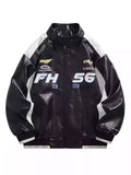 Men's Plus Size Zip Up Contrast Long Sleeve Jacket