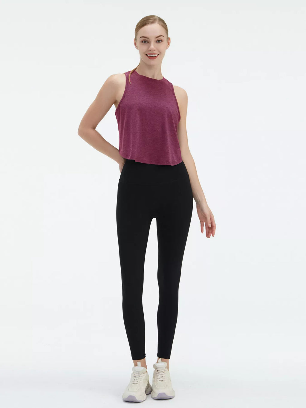 Cutout Back Round Neck Active Tank