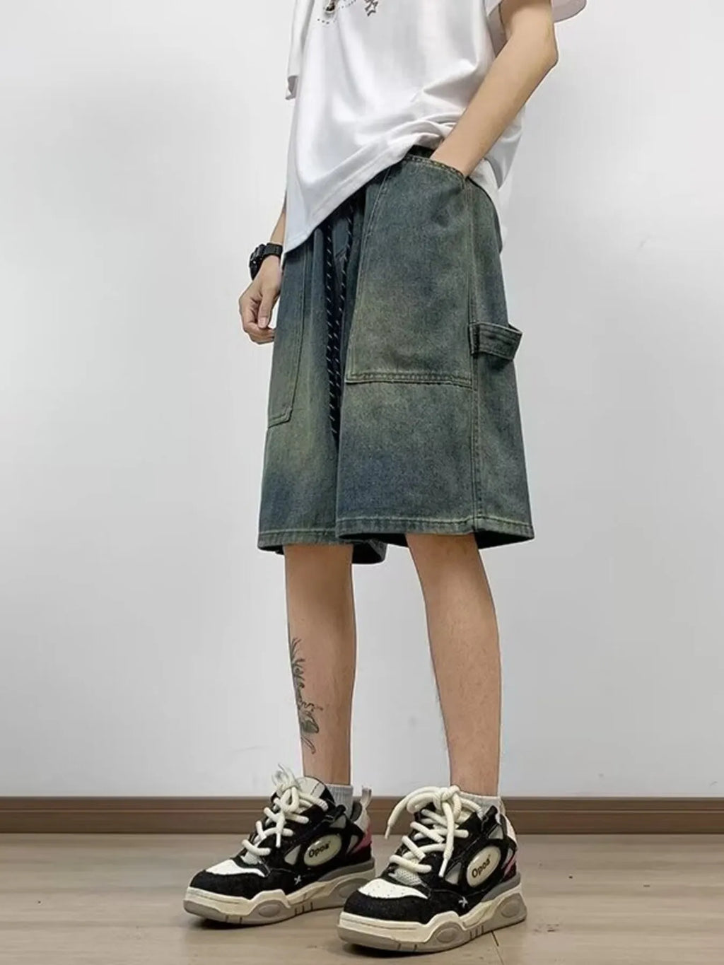 Men's Full Size Drawstring Loose Fit Denim Shorts Plus Size