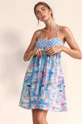 Davi & Dani Tropical Floral Geo Print Tie Back Tube Top Romper