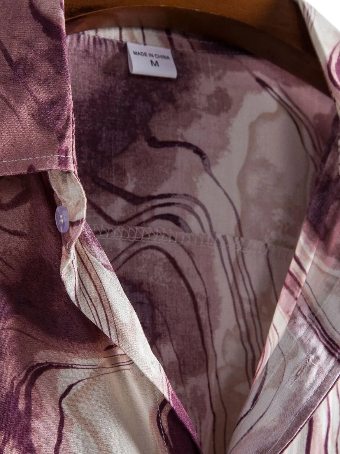 Men's Plus Size Abstract Marble Print Short Sleeve Button-Up Shirt