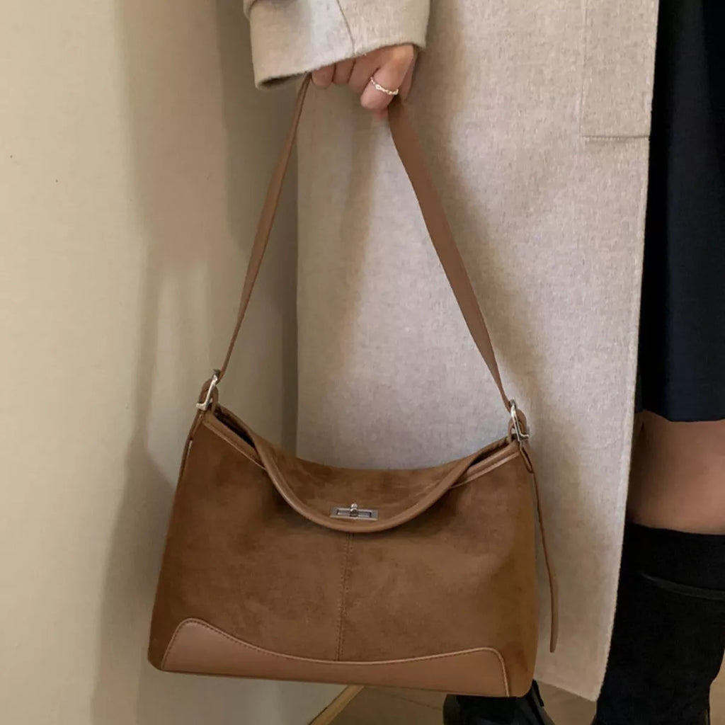 Suede Crossbody Bag with Adjustable Strap
