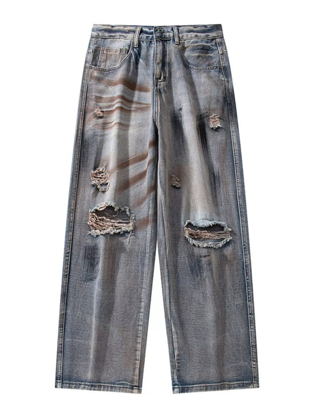 Men's Full Size Distressed Wide Leg Jeans Plus Size