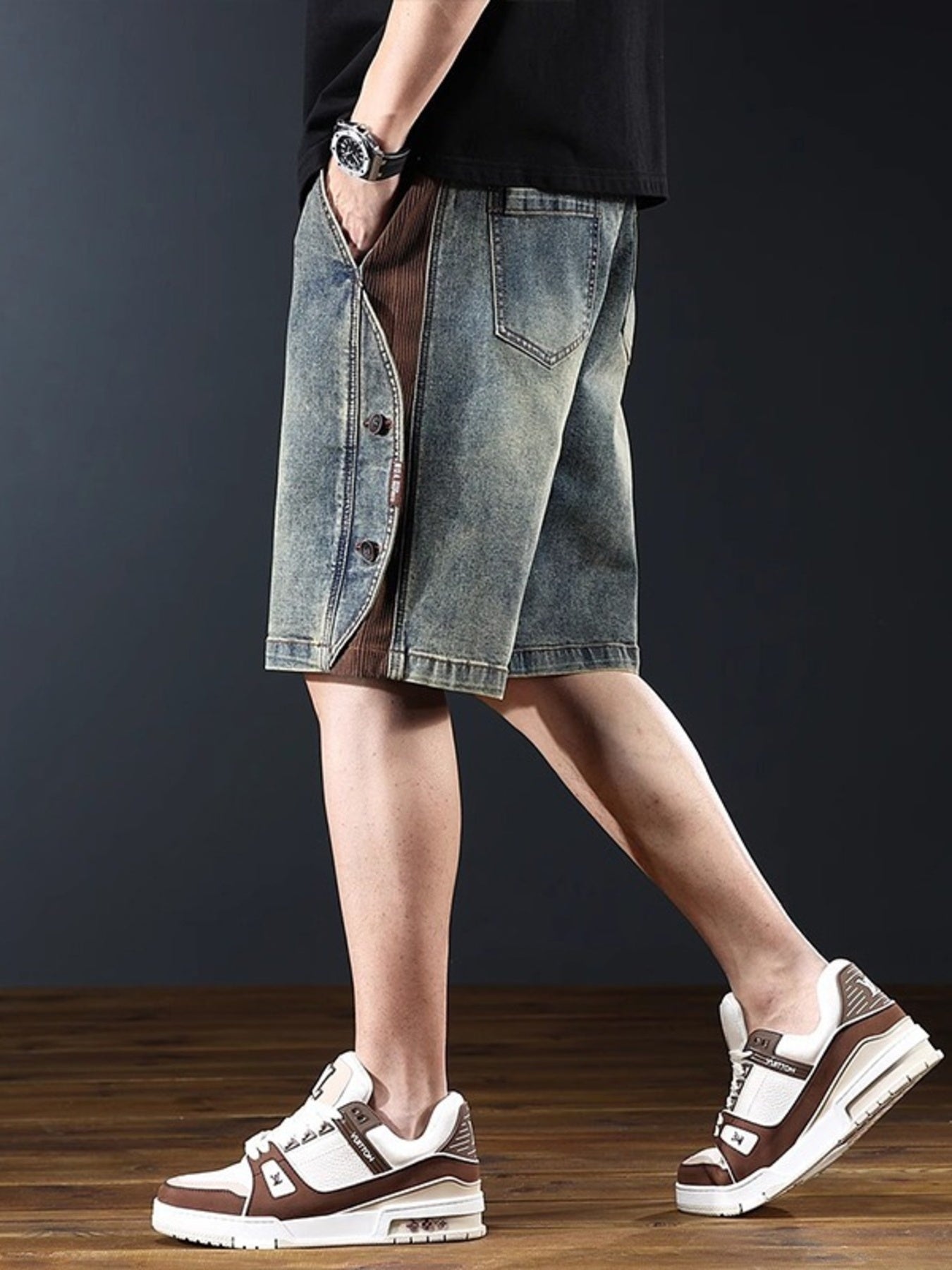 Men's Plus Size Wide Leg Denim Shorts