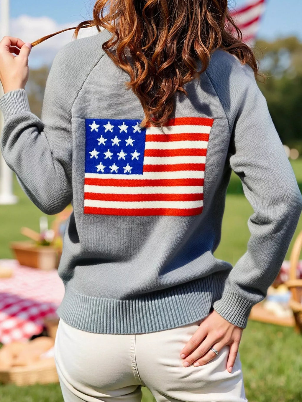 US Flag Button Up Cardigan