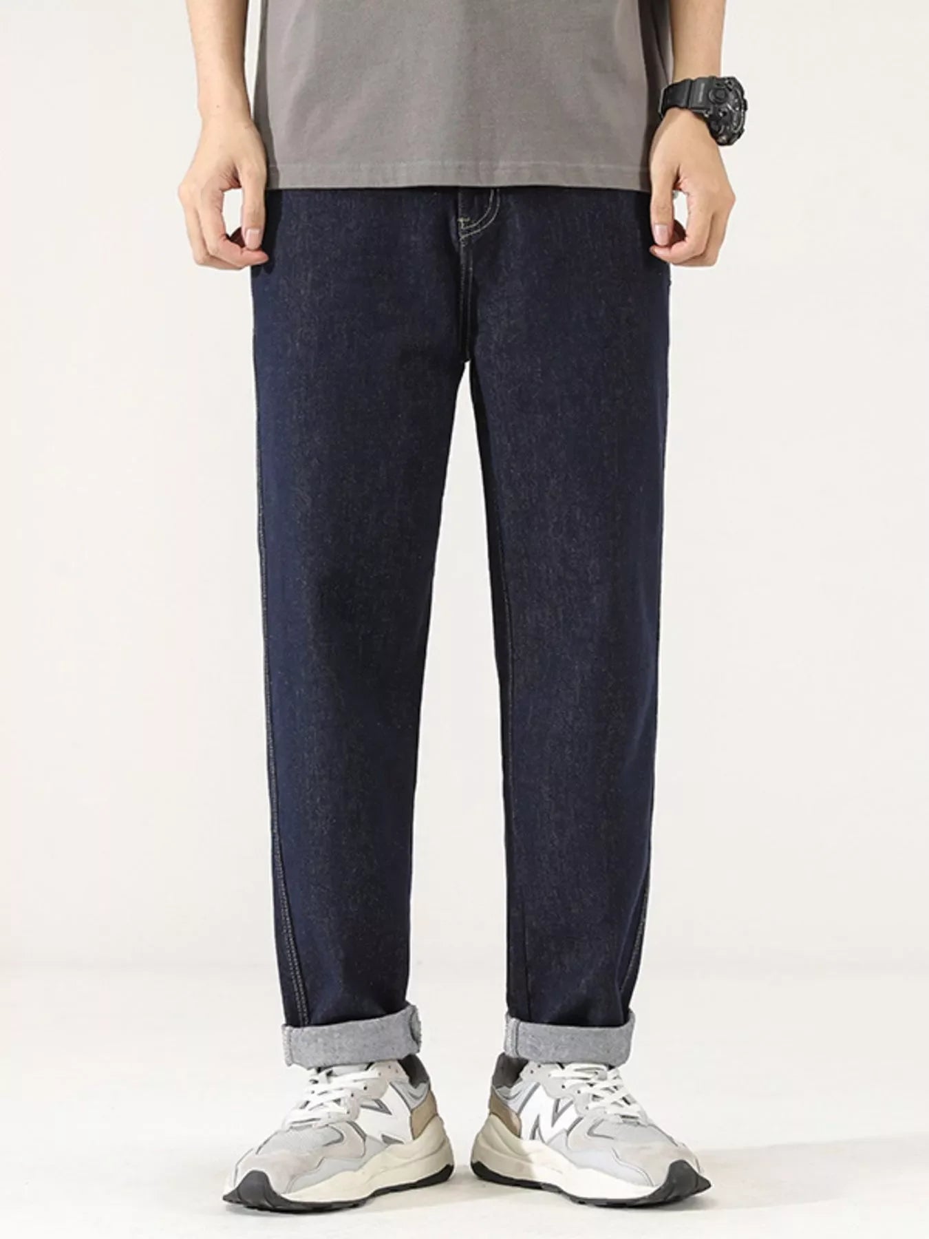 Men's Wide Leg Washed Jeans