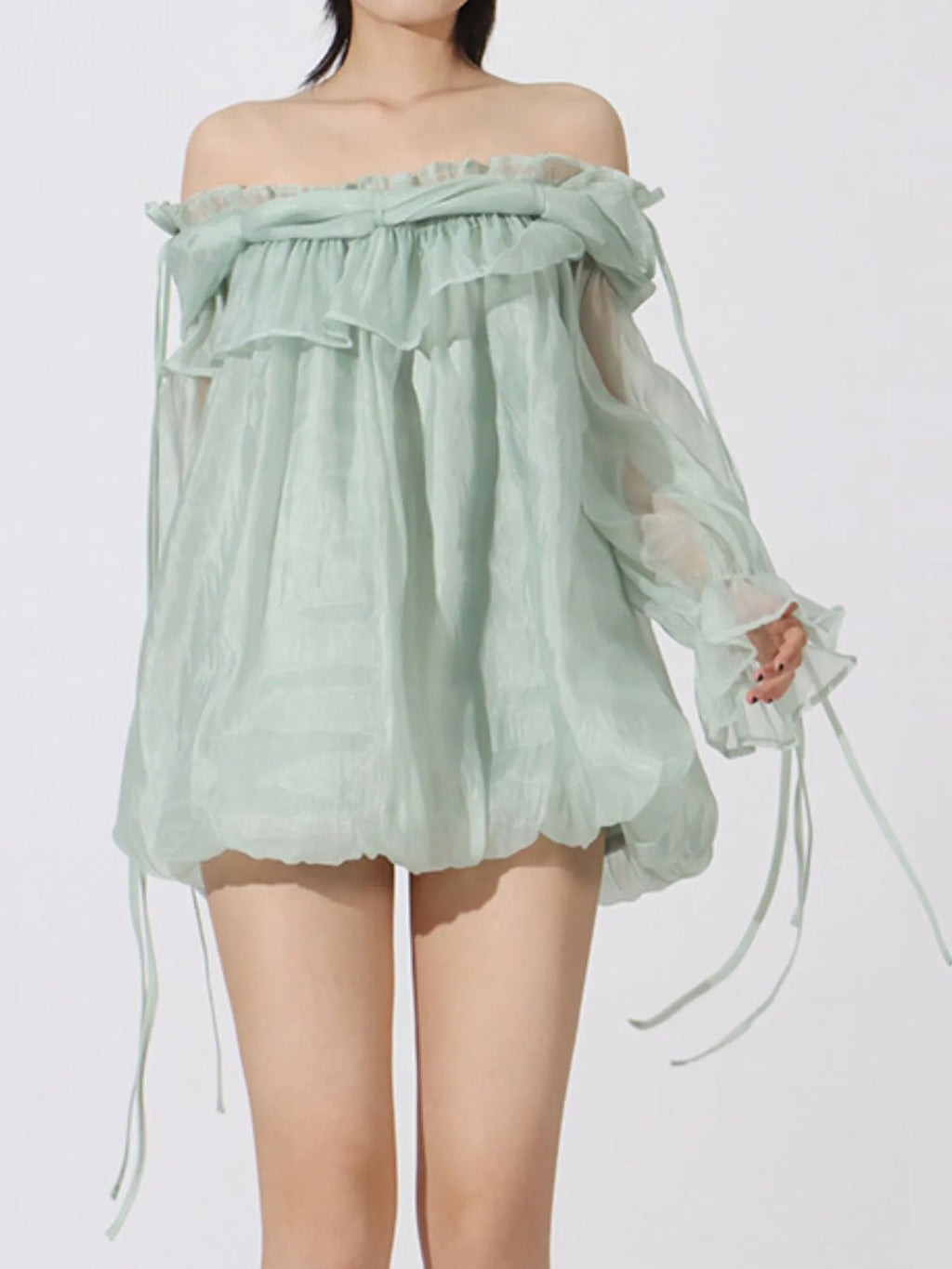 Ruffled Off-Shoulder Flounce Sleeve Blouse