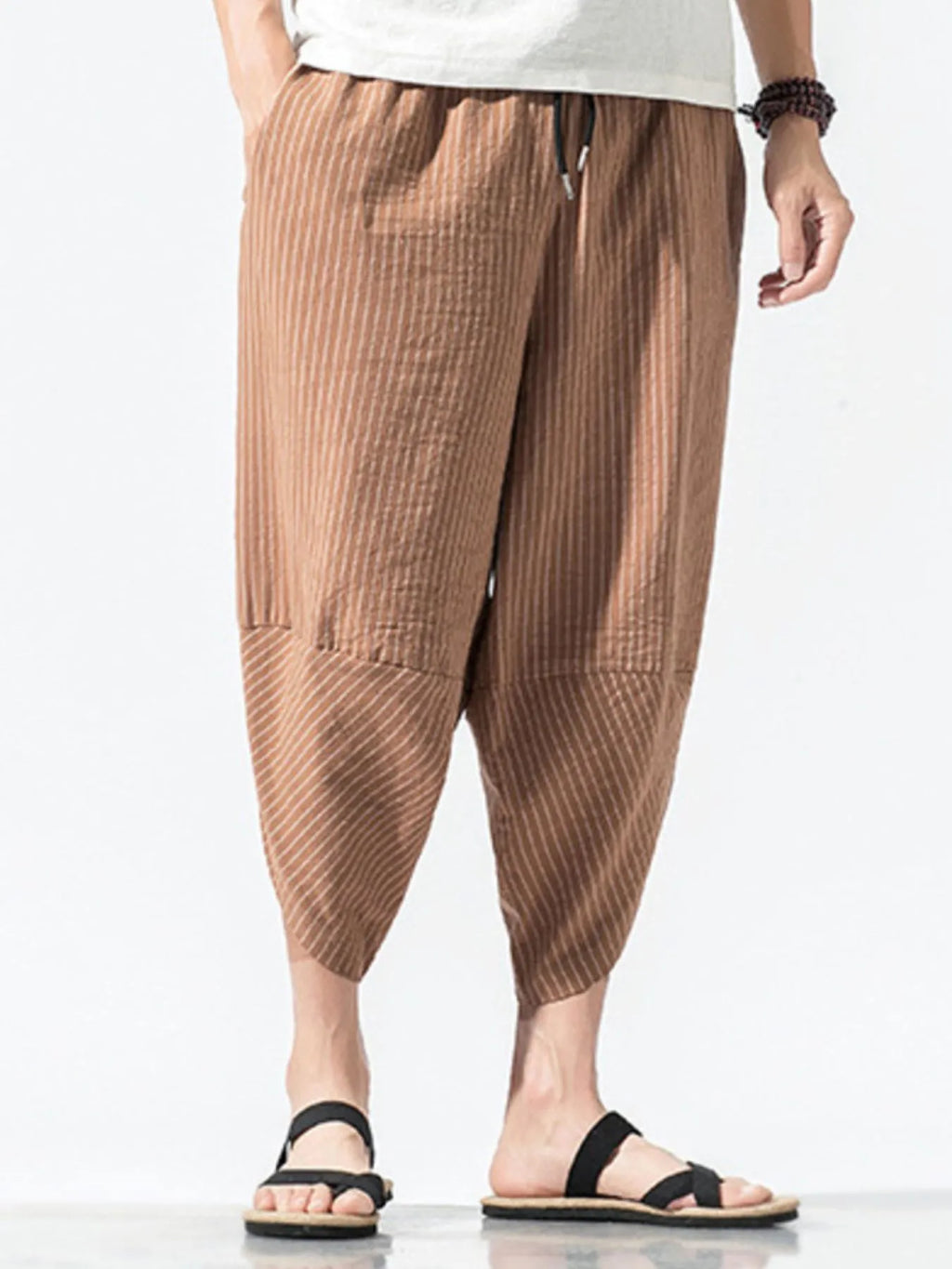 Men's Plus Size Striped Wide Leg Pants