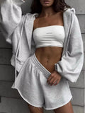 Zip Up Long Sleeve Outerwear and Shorts Set
