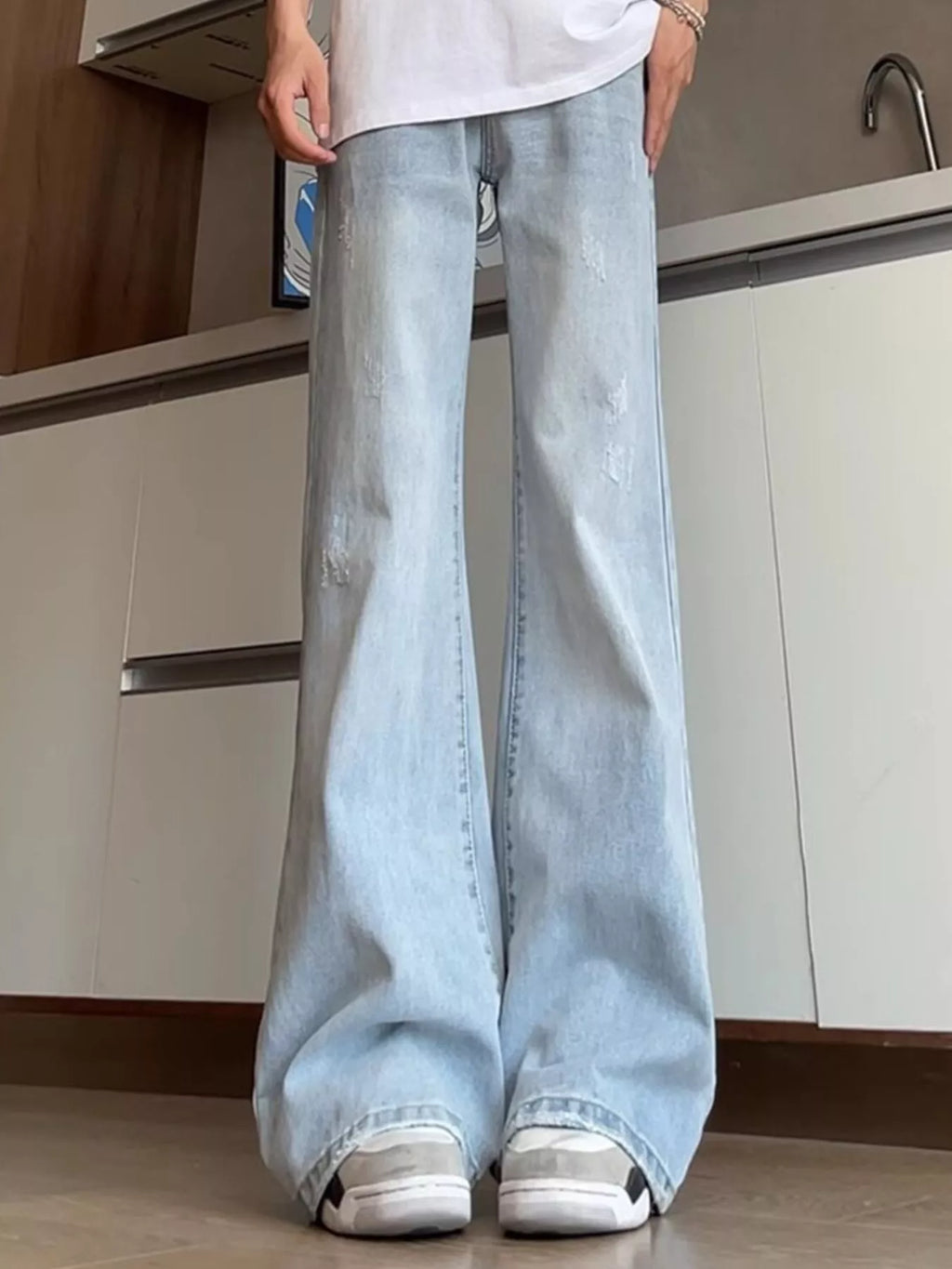 Men's Full Size Washed Flare Jeans Plus Size