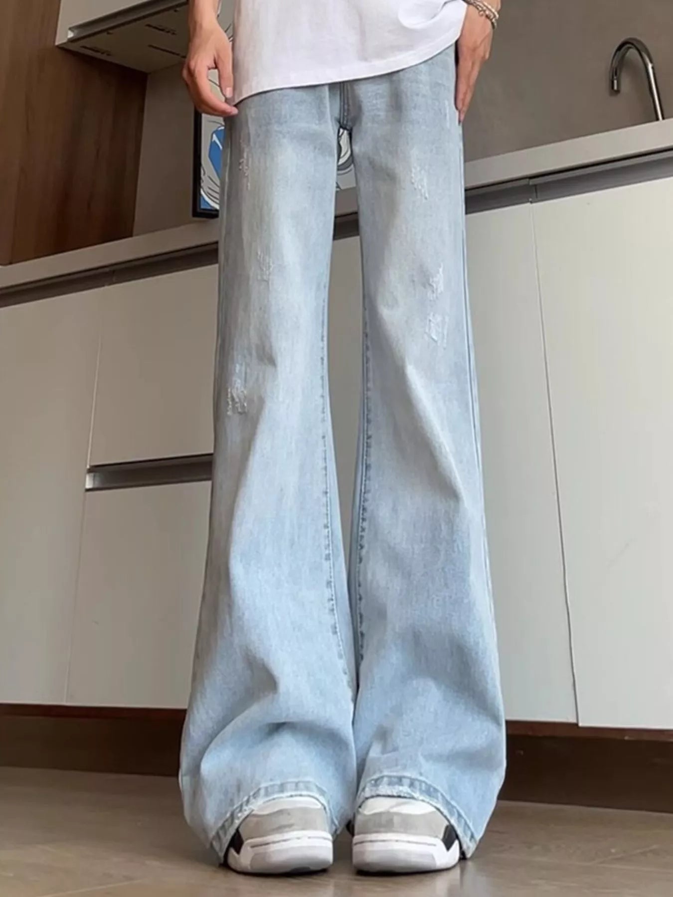Men's Full Size Washed Flare Jeans Plus Size