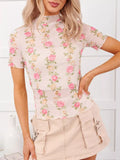 Floral Print Sheer Mesh Top