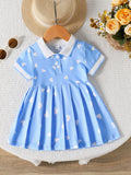 Children's Heart Print Pleated Dress