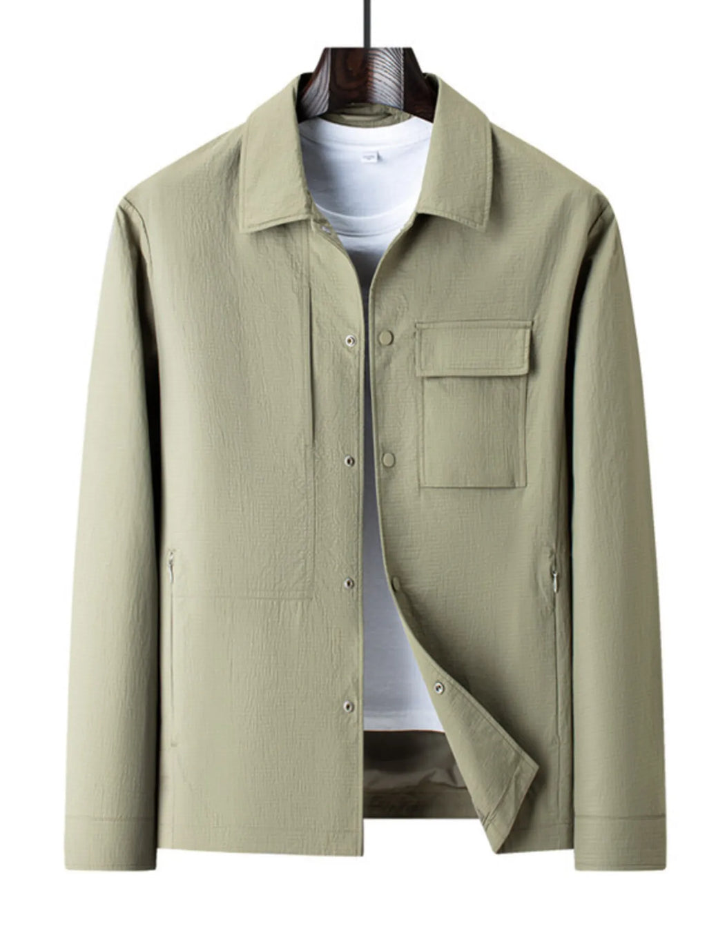 Men's Plus Size Snap Down Long Sleeve Jacket
