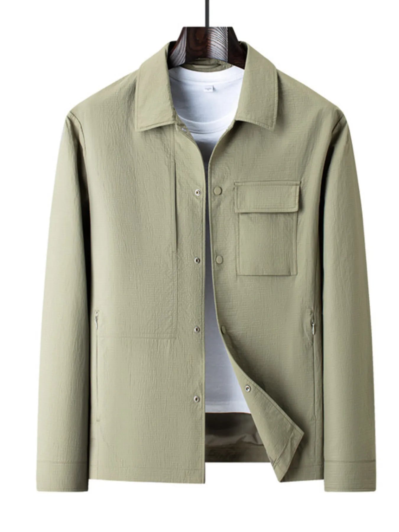 Men's Plus Size Snap Down Long Sleeve Jacket