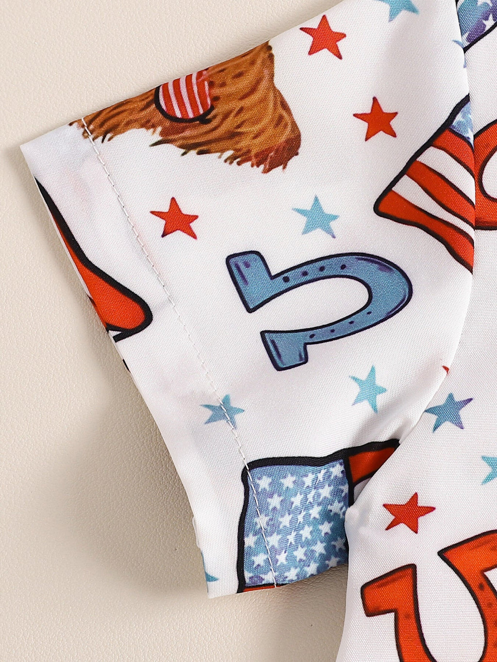 Children's American Flag Print Bow Tie Shirt & Shorts Set