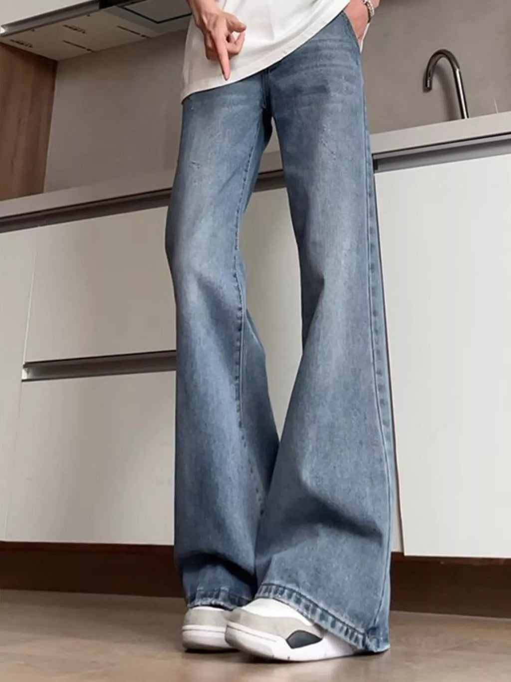 Men's Full Size Washed Flare Jeans Plus Size