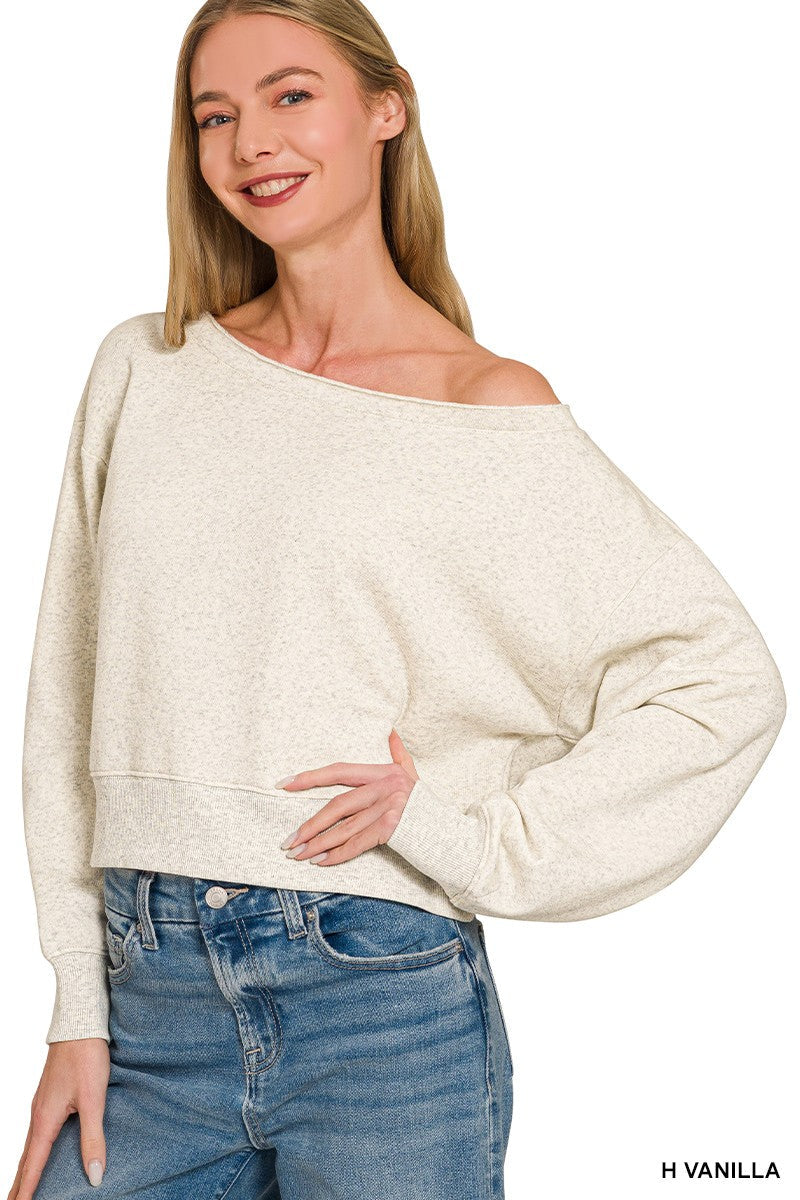 Zenana Fleece Boat-neck Sweatshirt