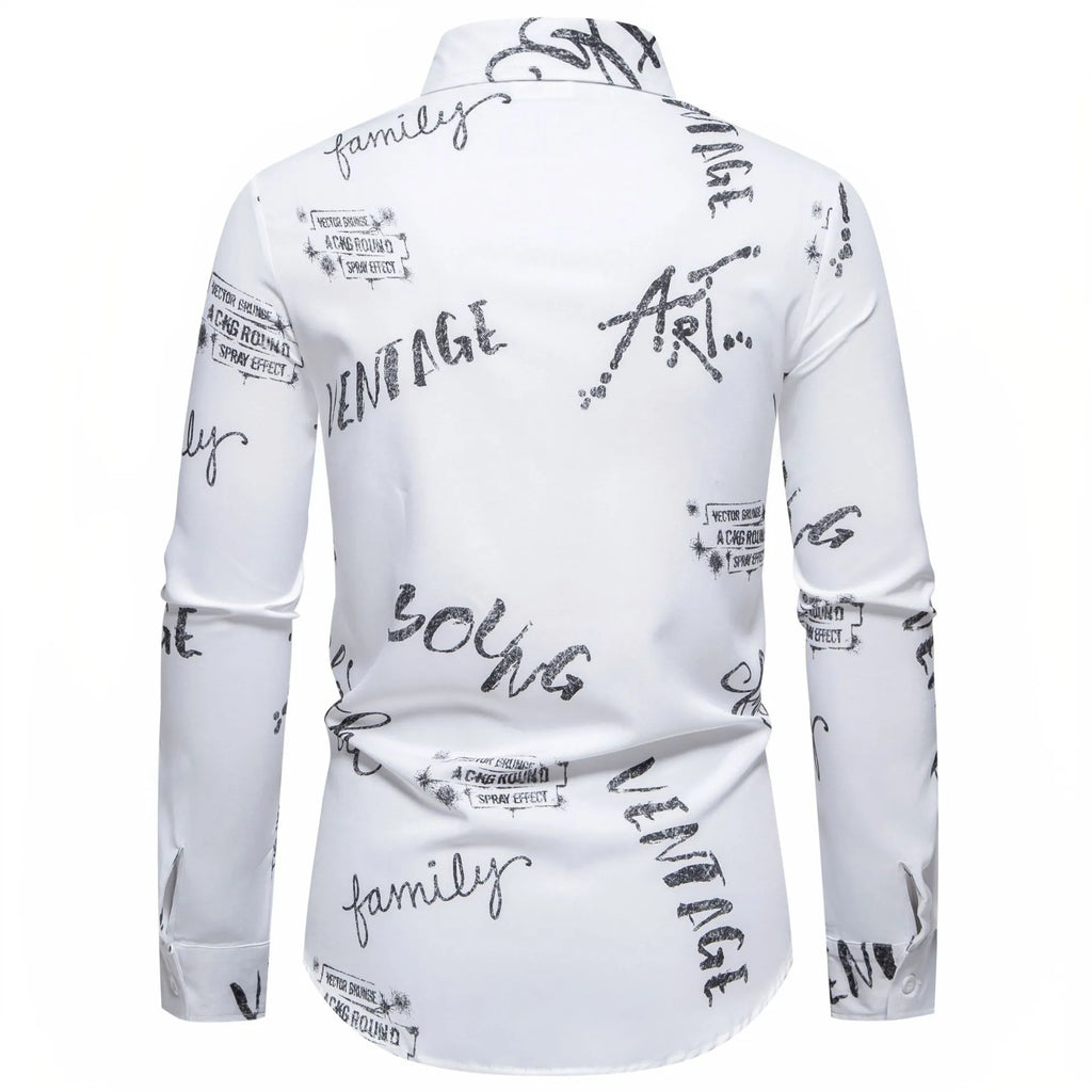Men's Printed Long Sleeve Button-Up Shirt