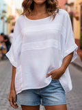 Full Size Casual Loose Round Neck Blouse Plus Size
