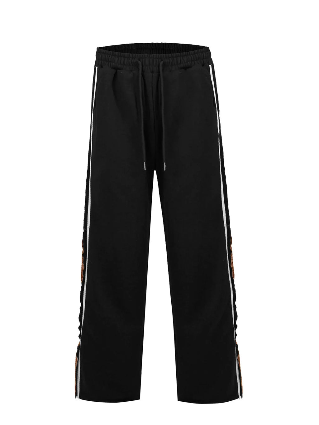 Men's Drawstring Patchwork Plaid Wide Leg Pants