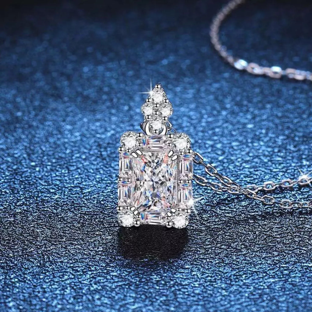 1 Carat 925 Sterling Silver Moissanite Pendant Necklace