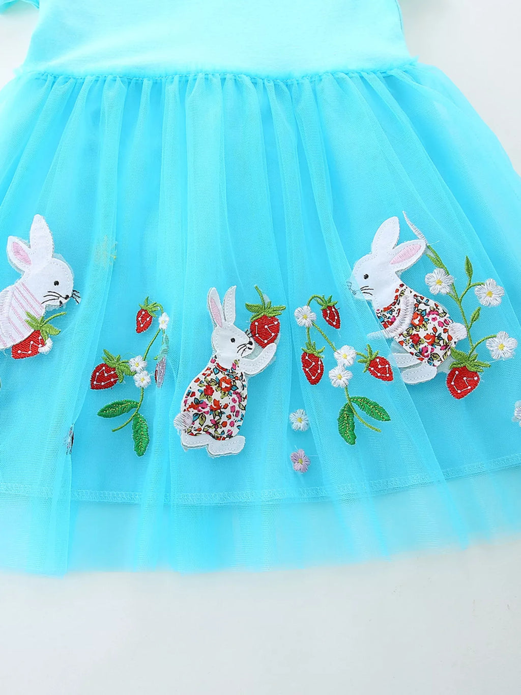 Children's Bunny Embroidered Tulle Dress