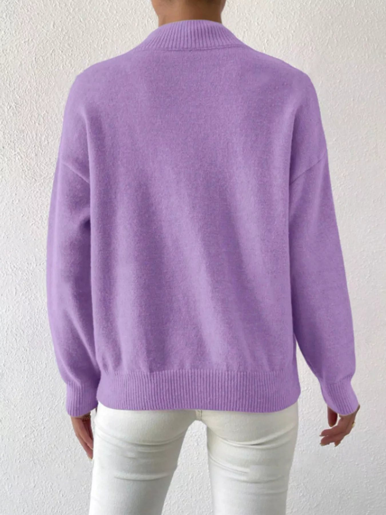 Mock Neck Dropped Shoulder Sweater