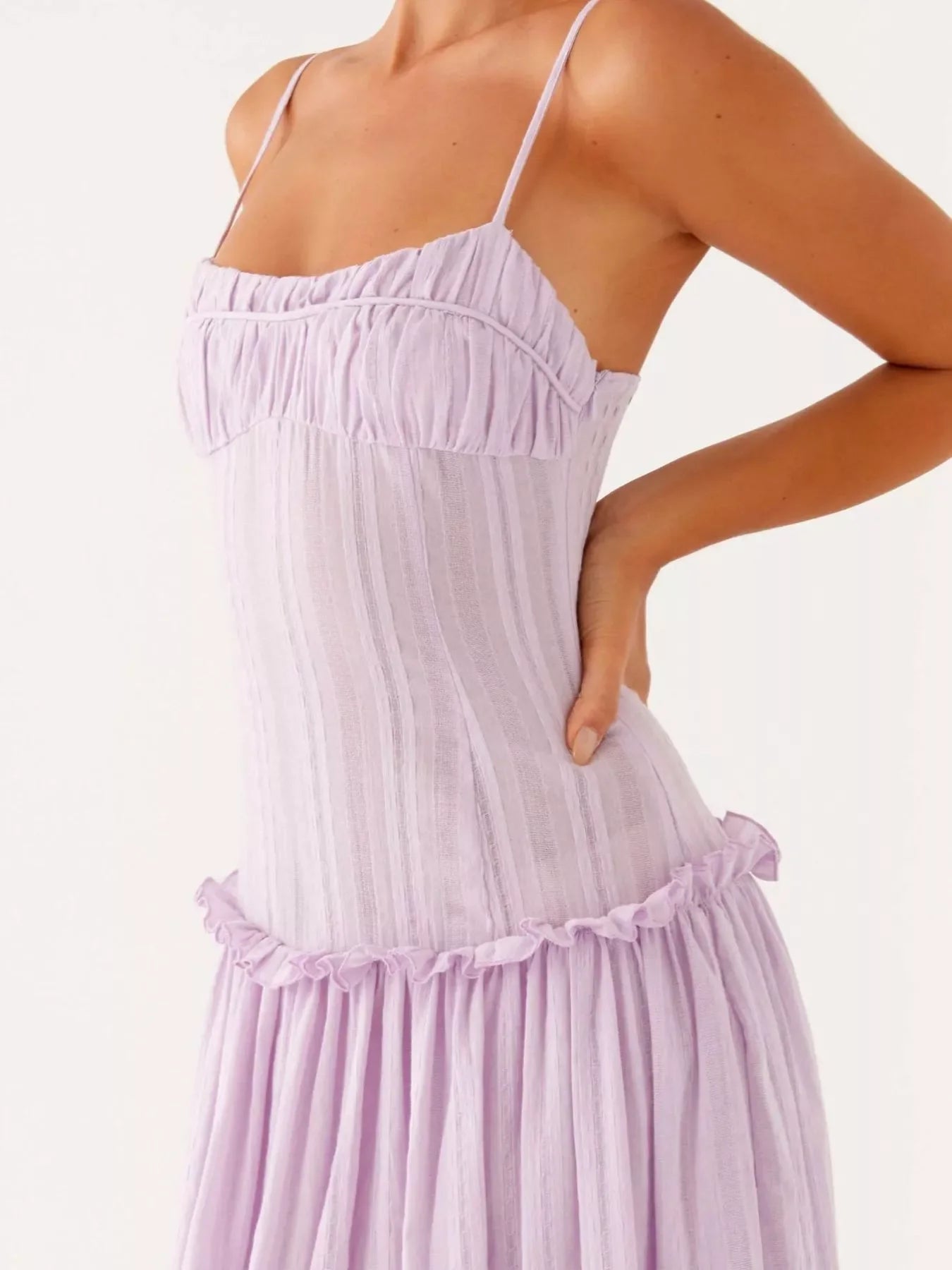 Ruched Spaghetti Strap Maxi Dress