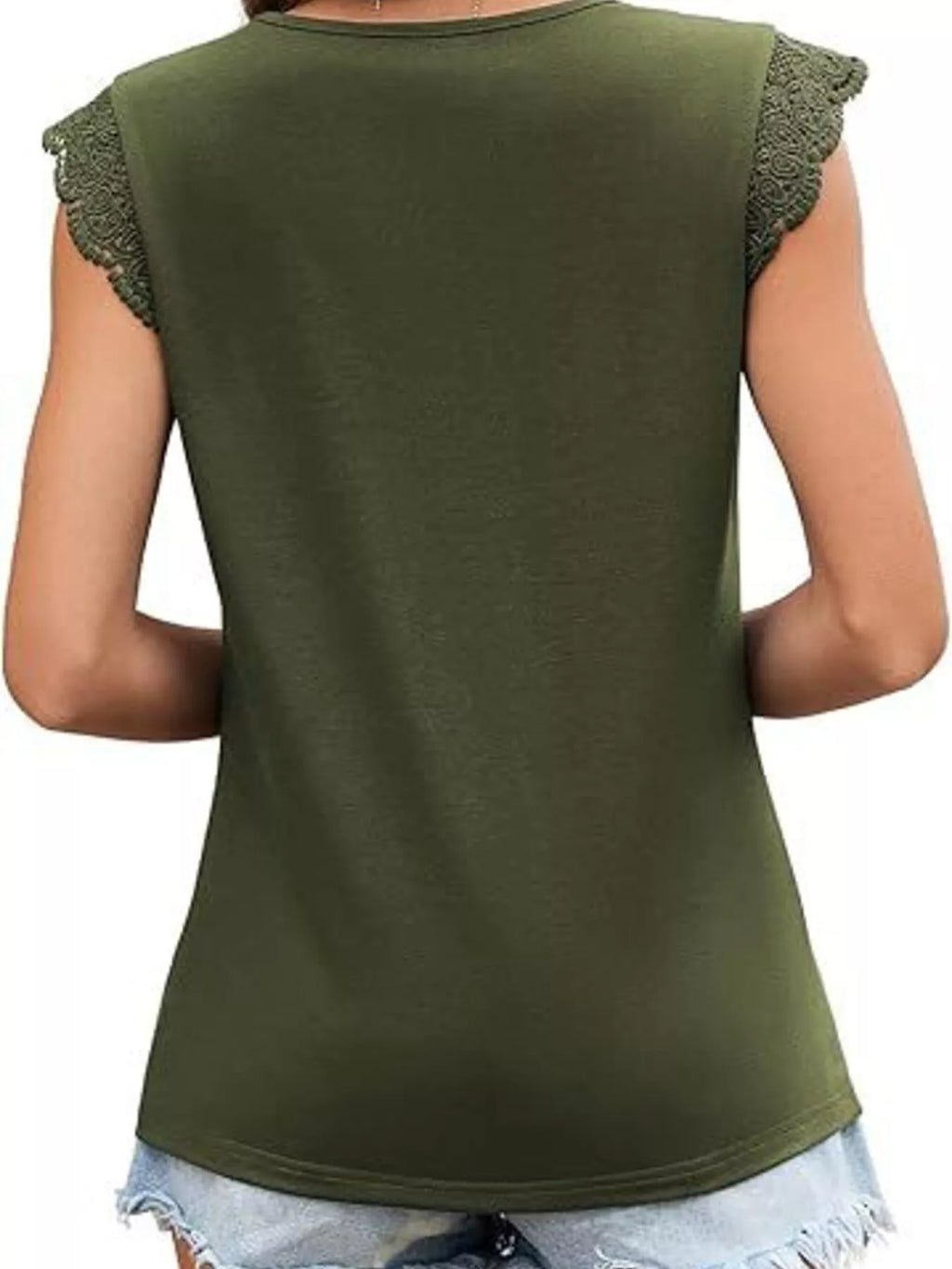 Lace Trim Round Neck Top