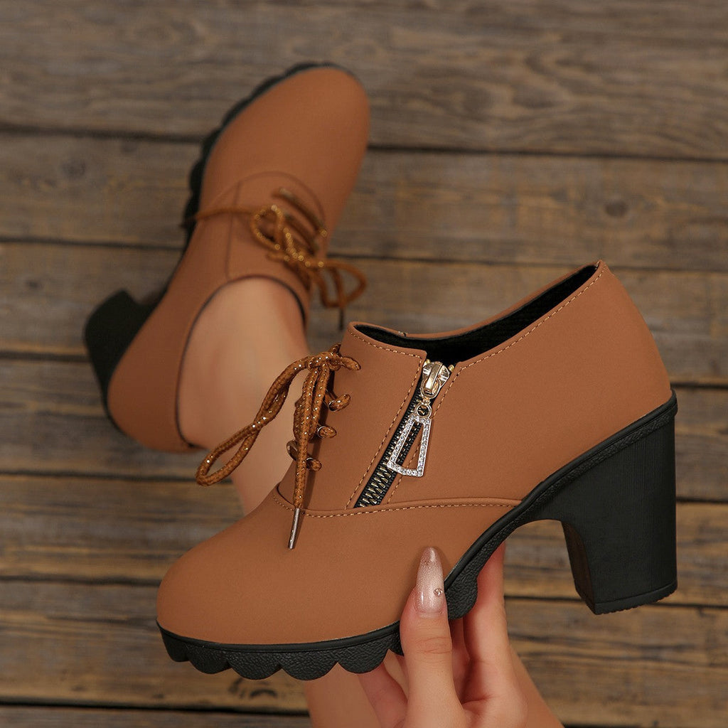 Lace-Up Block Heel Pumps