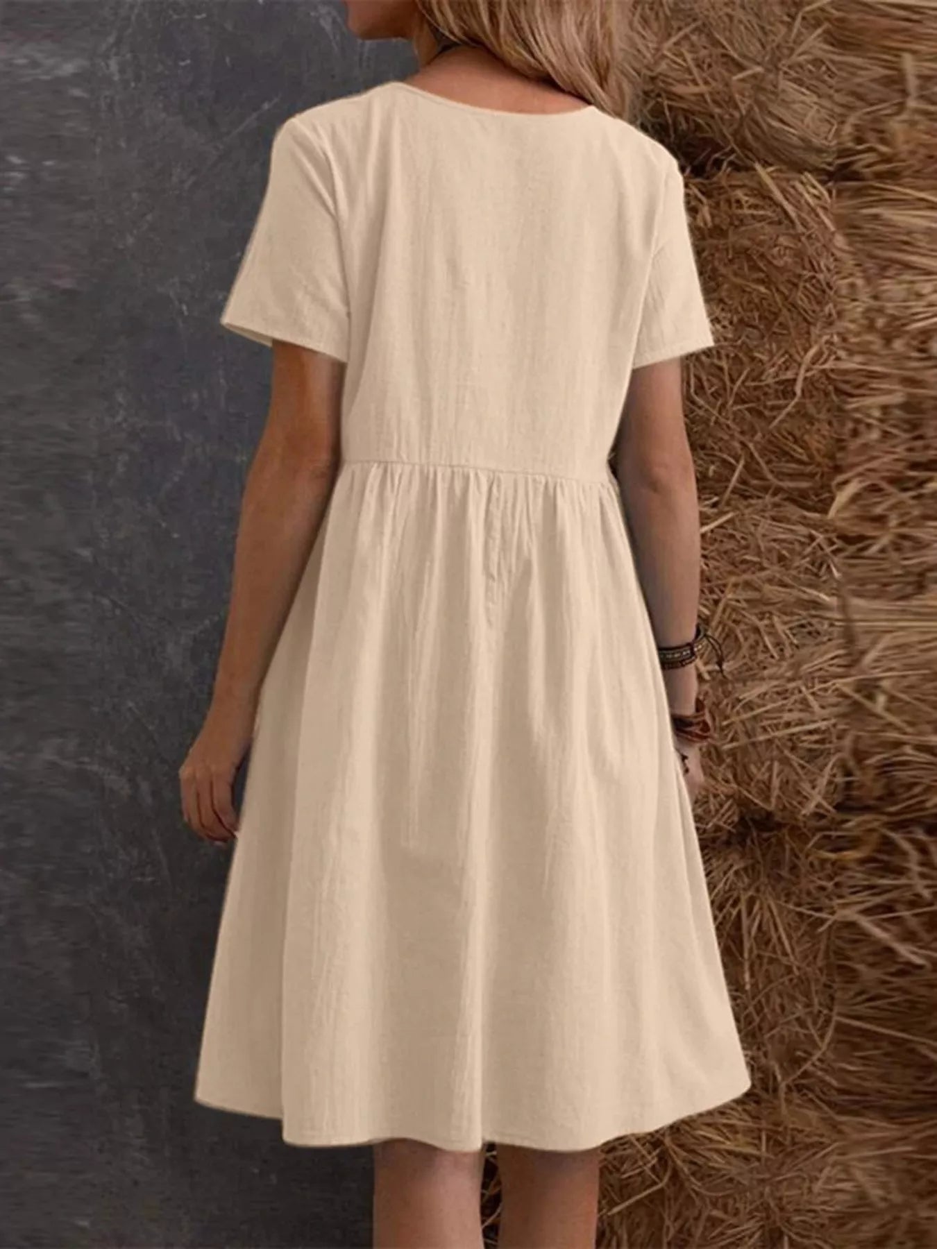 Full Size Casual Loose Fit Tiered Ruffle Hem Dress Plus Size
