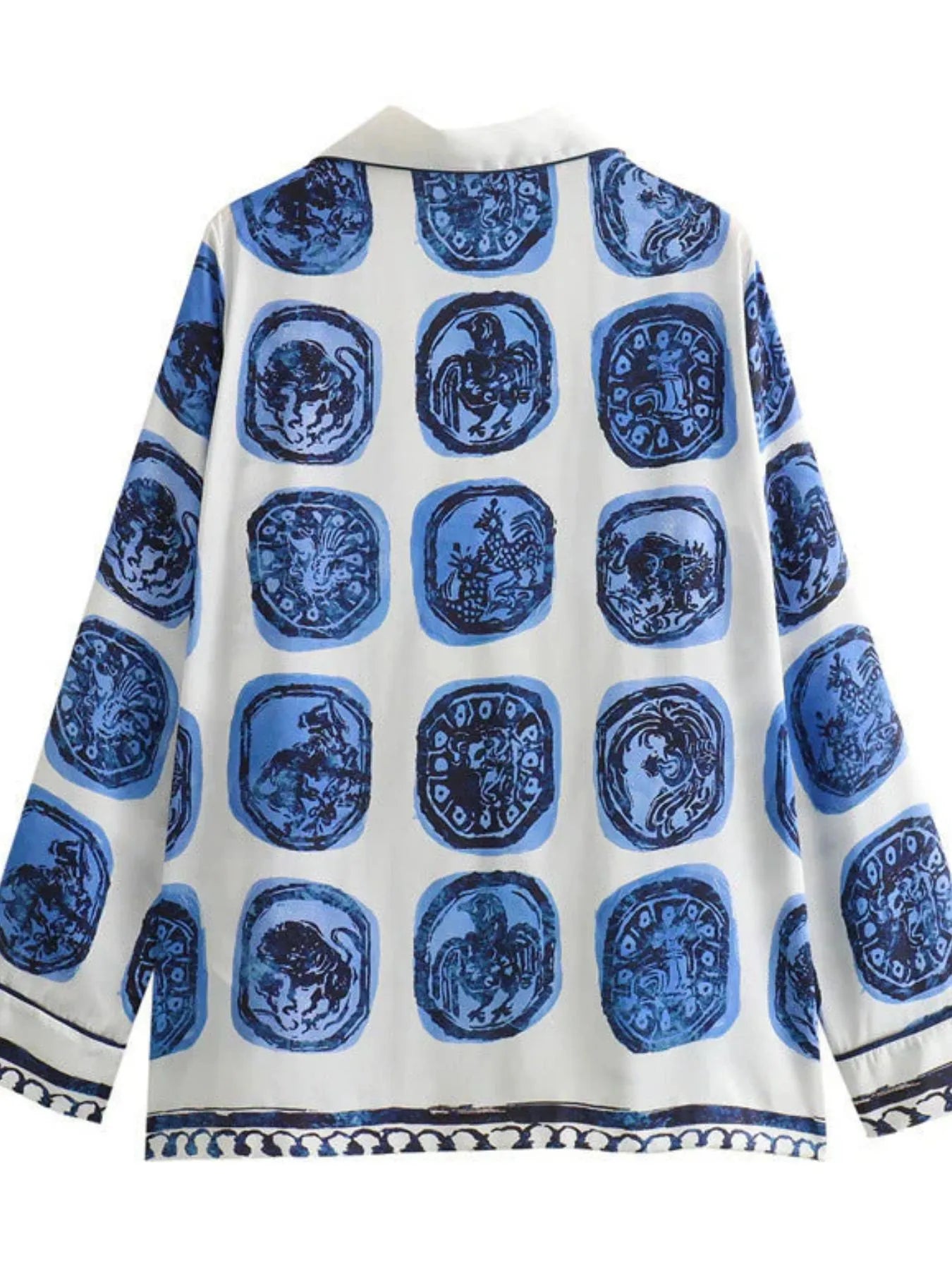 Printed Button Up Shirt and Pants Set