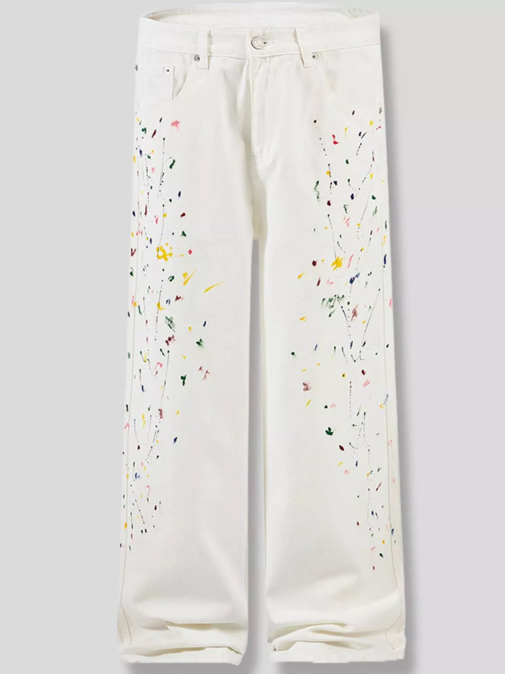 Men's Paint Splatter Artistic Wide Leg Jeans