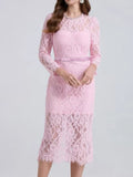 Lace Long Sleeve Midi Dress
