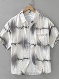 Men's Plus Size Printed Short Sleeve Button-Up Shirt