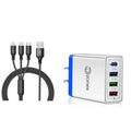 2-Piece Set: 4-Port High Speed Wall Charger + 3-in-1 Cable Combo