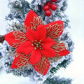 20-Pieces: Artificial Poinsettia Flowers Christmas Ornament