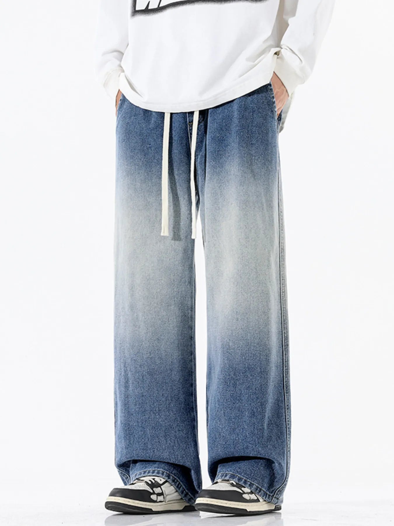 Men's Full Size Gradient Wash Wide Leg Jeans Plus Size