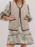 Textured Snap Down Vest Coat