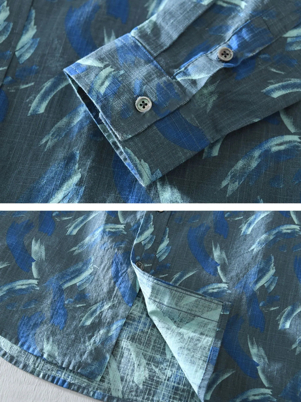 Men's Plus Size Printed Button Up Long Sleeve Shirt