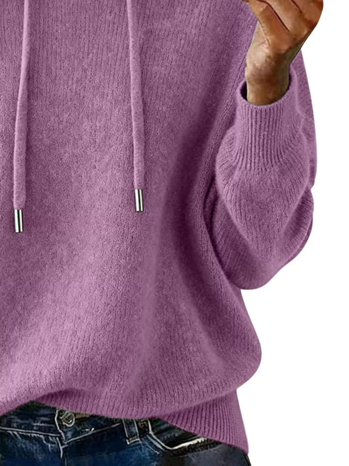 Drawstring Long Sleeve Hooded Sweater