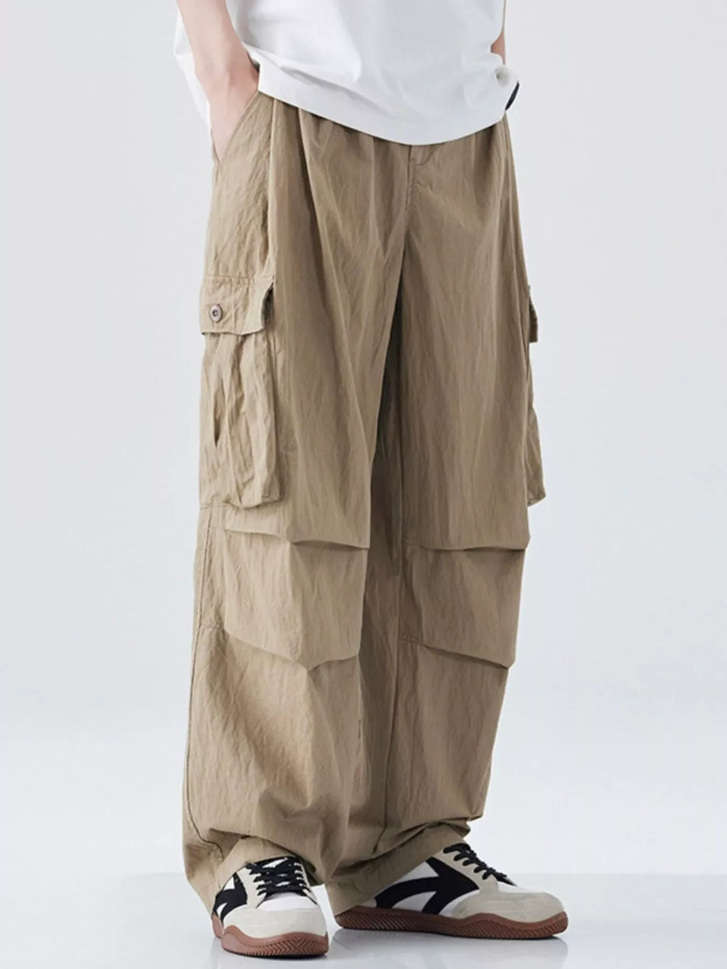 Men's Drawstring Wide Leg Cargo Pants